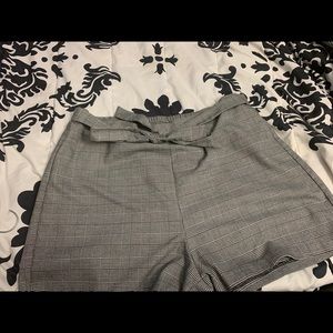 Tie front plaid shorts